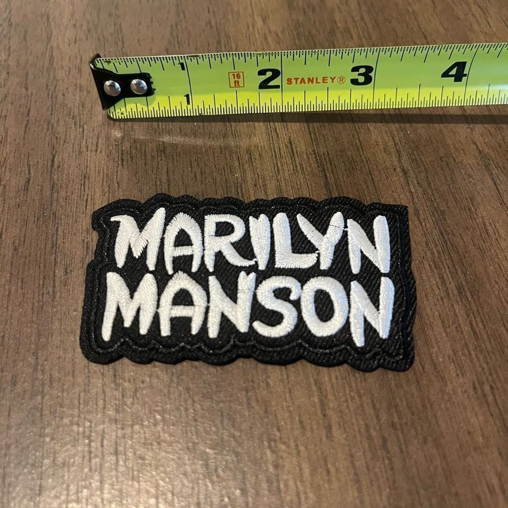 Marilyn Manson Black & White Words Logo Cutout Iron On Appliqué Patch